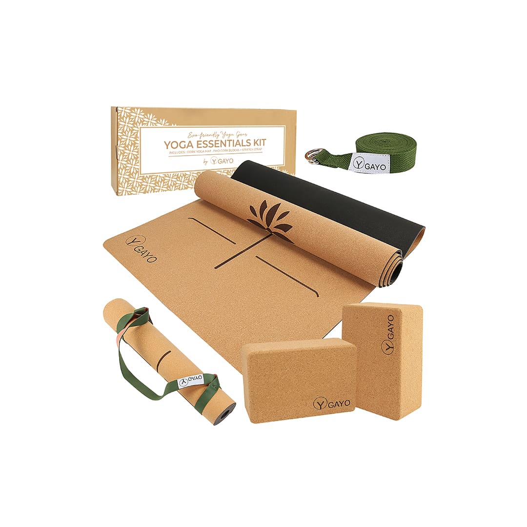 All-in-One Cork Yoga Kit – 5mm Mat, Blocks & Strap