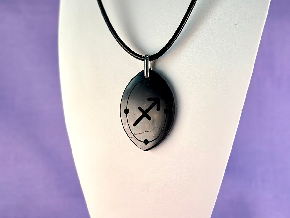 ASTROLOGY SHUNGITE PENDANTS! - EMF Protection - Hand Cut Genuine Natural Shungite Pendant High Quality Black Lustrous Gemstone from Russia