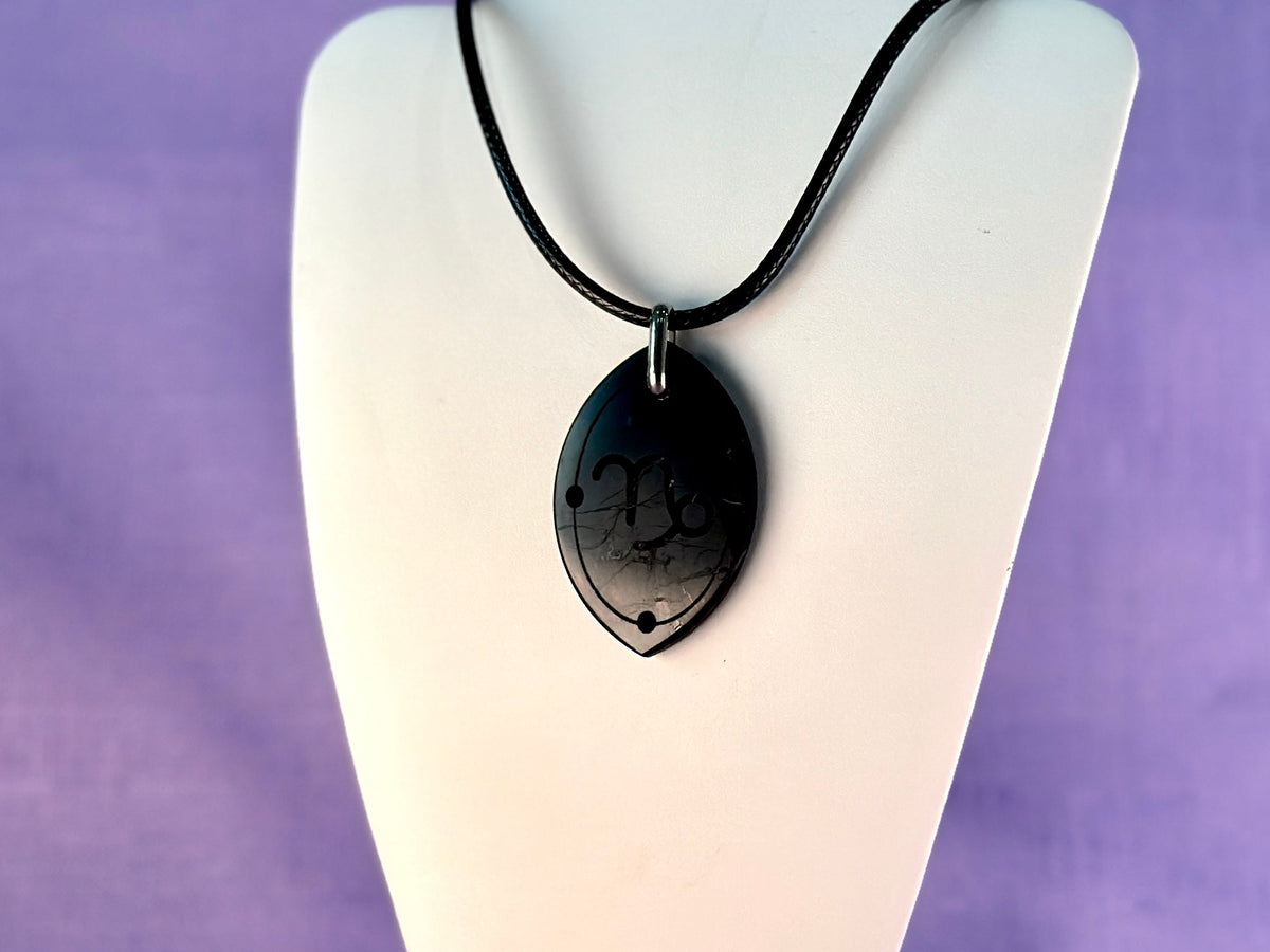 ASTROLOGY SHUNGITE PENDANTS! - EMF Protection - Hand Cut Genuine Natural Shungite Pendant High Quality Black Lustrous Gemstone from Russia