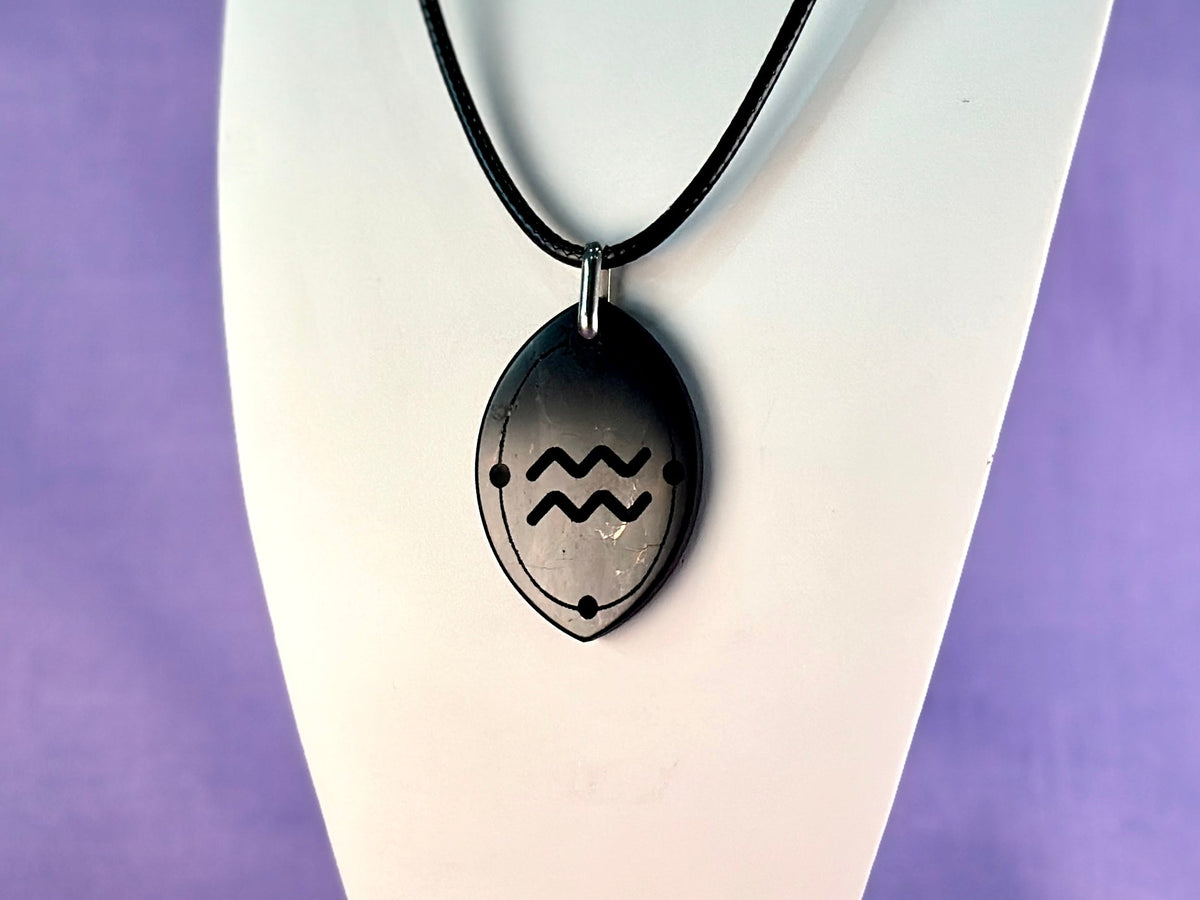 ASTROLOGY SHUNGITE PENDANTS! - EMF Protection - Hand Cut Genuine Natural Shungite Pendant High Quality Black Lustrous Gemstone from Russia
