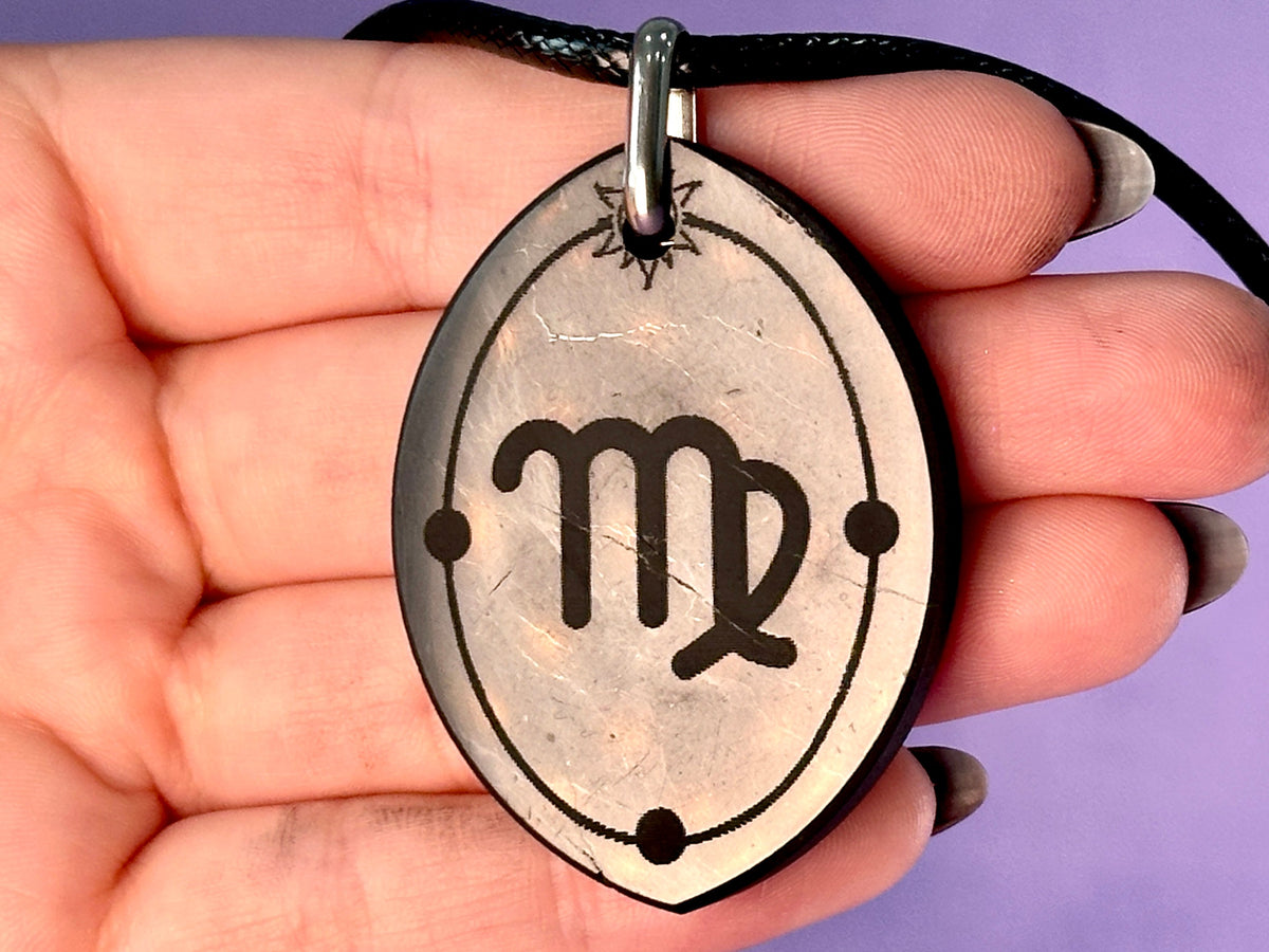 ASTROLOGY SHUNGITE PENDANTS! - EMF Protection - Hand Cut Genuine Natural Shungite Pendant High Quality Black Lustrous Gemstone from Russia