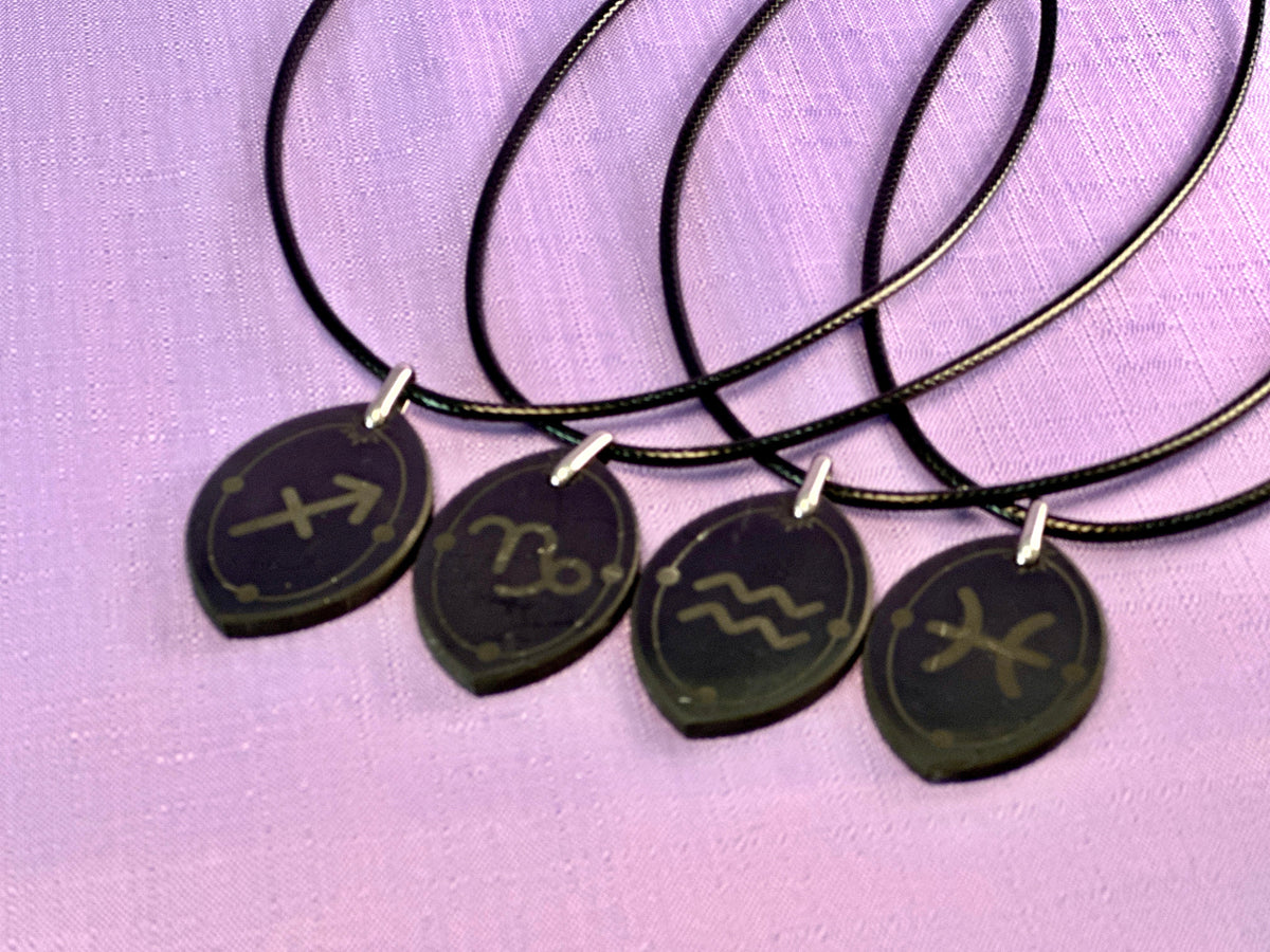 ASTROLOGY SHUNGITE PENDANTS! - EMF Protection - Hand Cut Genuine Natural Shungite Pendant High Quality Black Lustrous Gemstone from Russia