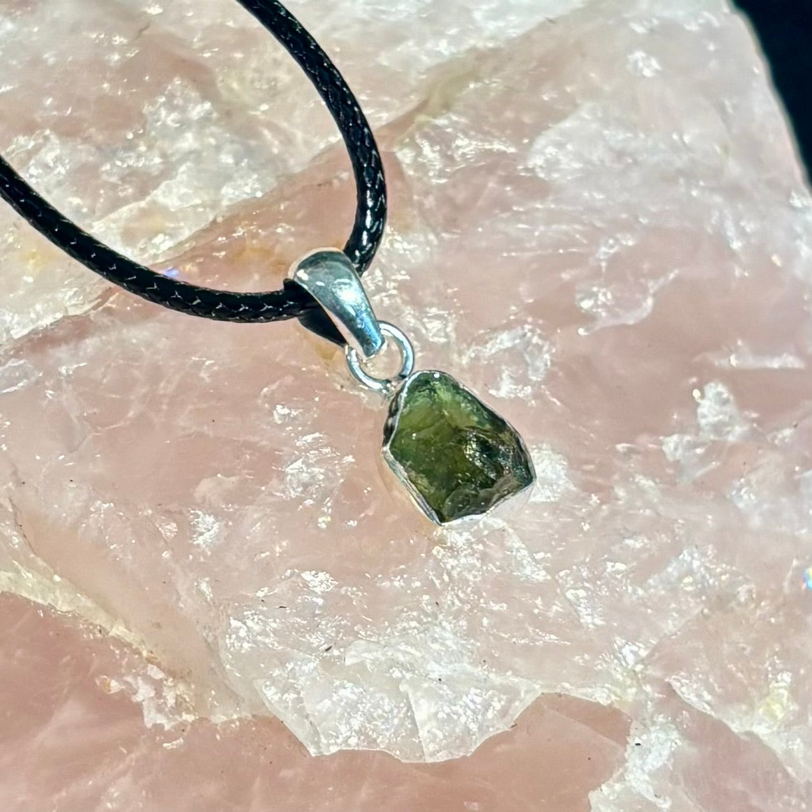 Raw Moldavite Pendant Necklace - Cosmic Transformation