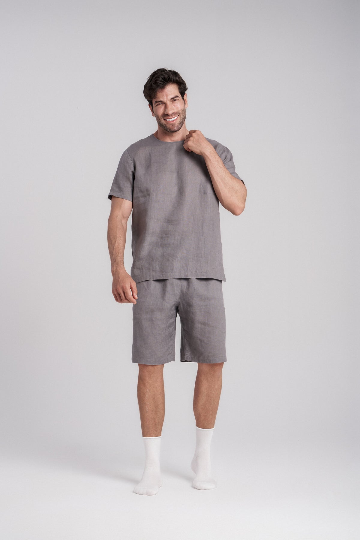 Men's Short-Sleeve Linen Sleepwear