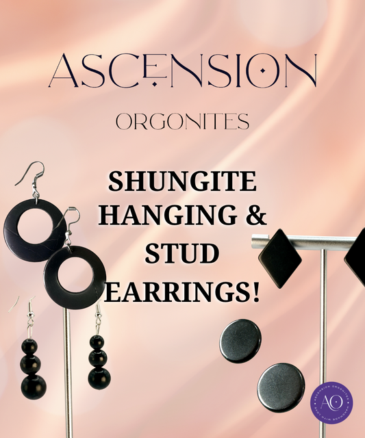 SHUNGITE EARRINGS! - EMF Protection - Hand Cut Genuine Natural Shungite Earring High Quality Black Lustrous Gemstone from Russia