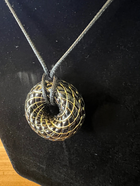Shungite C60 iTorus iZ 18K Gold Plated Vortex Coil Pendant - EMF Harmonizing Necklace