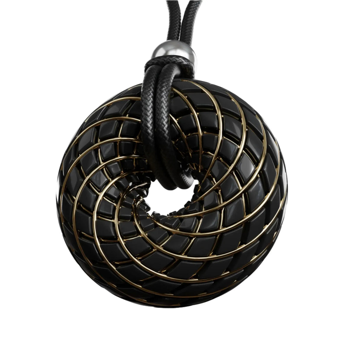 Shungite C60 iTorus iZ 18K Gold Plated Vortex Coil Pendant - EMF Harmonizing Necklace