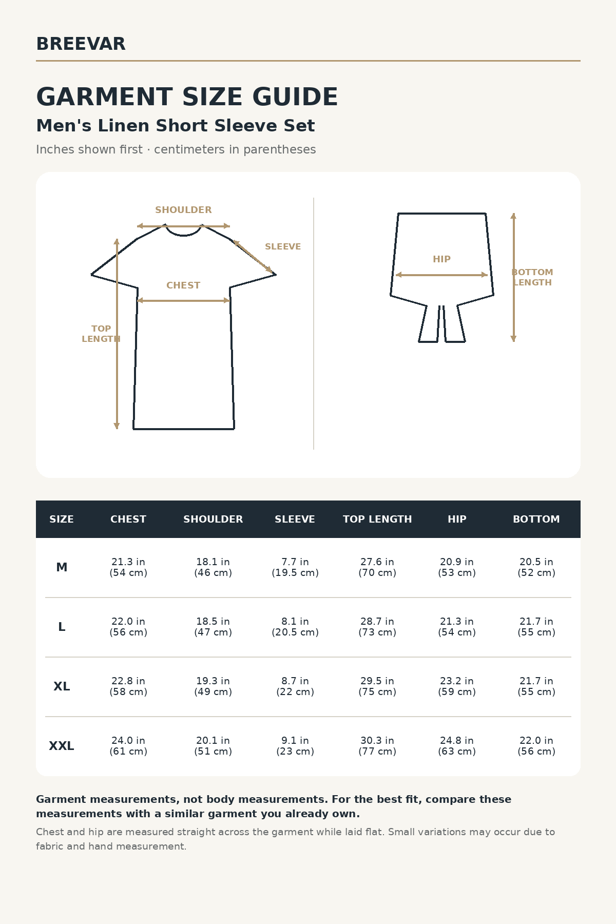 Men's Short-Sleeve Linen Sleepwear